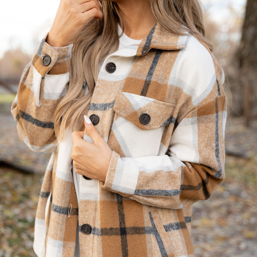 Beth Plaid Shacket - Sand