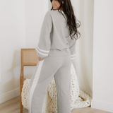 Jordyn Varisty Long Sleeve Pullover and Pants Set - Gray