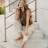 August Tie Up Vest - Brown