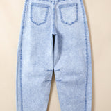Tatum Light Washed Pull On Barrel Jeans