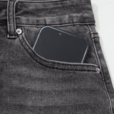 Kendall Distressed Hem Denim Midi Skirt - Gray Wash