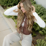 August Tie Up Vest - Brown
