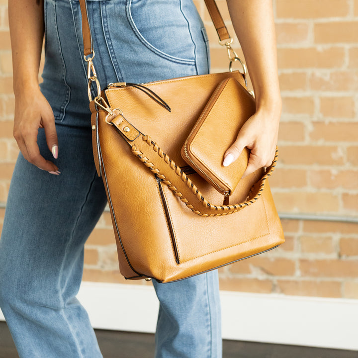 Maya Handbag/Wallet Set - Brown