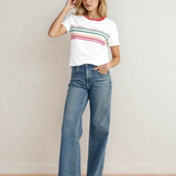 Melanie Rainbow Stripe Print Crewneck T Shirt