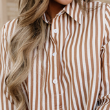 Dallas Ruffled Hem Collared Long Sleeve Shirt Mini Dress