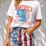 Vintage AMERICA Eagle Printed Freedom Spirit Patriotic Tee