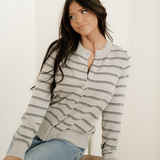 Ariana Button Front Ribbed Trim Short Cardigan