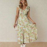 Kennedy Smocked Bodice Ruffled Sleeveless Tiered Floral Maxi Dress (wait for sample)