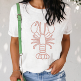 Rhinestone Lobster Casual Summer Tee