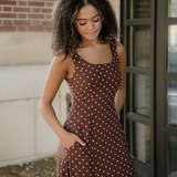Scottie Polka Dot Print Square Neck Sleeveless Vacation Long Dress