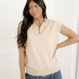 Kiara Rolled Hem Cap Sleeve Sweater Top