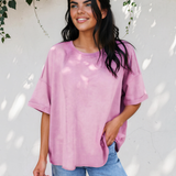 Hollis Mineral Wash Drop Shoulder Raw Edge Loose Tee