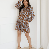 Luella Ruffled Detail Shirt Collar Button Down Long Sleeve Dress