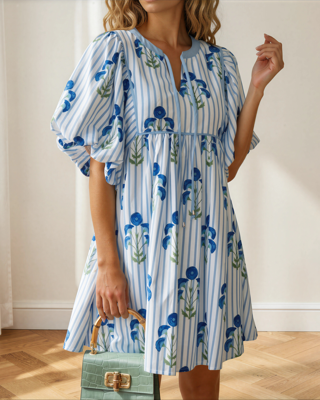 Catherine Puff Sleeve Flared Mini Dress