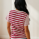 Lana Stripe Patchwork Round Neck T Shirt