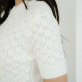 Magnolia Textured Knit Ribbed High Neck Short Sleeve Sweater