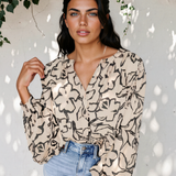 Amelie Morn Floral Print Batwing Sleeve Buttoned Loose Fit Shirt