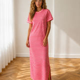 Harper Scalloped Trim Side Slit T-Shirt Dress