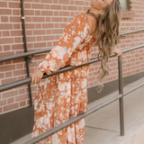 Felicity Shirred Square Neck High Waist Maxi Dress