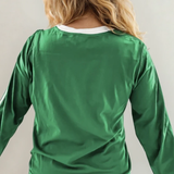 Malani Varsity Striped Crew Neck Long Sleeve Top - Green