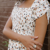 Estelle Smocked Square Neck Ruffle Short Sleeve Dress