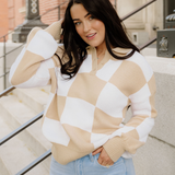 Parker Checkered Sweater - Khaki | Dropship