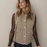 PREORDER Sloane Floral Print Quilted Concealed Button Vest | Dropship