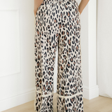 Kahlani Leopard Drawstring Wide Leg Cropped Pants