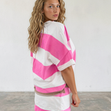 Mallory Polo Tee Drawstring Mini Skirt 2pcs Set - Rose
