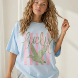 Lucky Duck Print Casual Round Neck T Shirt