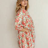 PREORDER Gabriela Ricrac Trim V Neck 3/4 Sleeve Loose Mini Dress | Dropship