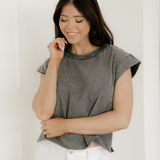 Mineral Wash Boxy Fit Cotton Tank Top - Gray