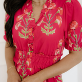 Neve Frilled V Neck Short Sleeve Ruffle Maxi Dress