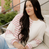 Bennie Stripe Stitched Detail Color Block Pullover Top