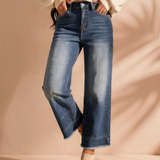 Charlie Chic Seam Detail Raw Hem Ankle Length Jeans
