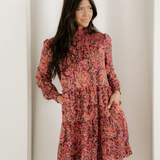Lilith Shirred High Neck Loose Mini Dress