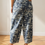 Lucy Dainty Floral Printed Drawstring Barrel Jeans