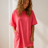 Paradise Drop Shoulder Loose Casual T Shirt Mini Dress