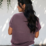 Harlow Plain Corded Mock Neck T Shirt