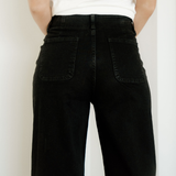 Brooke 2-Button High Waist Flared Bottom Jeans - Black