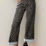 PREORDER Bailey Leopard Straight Loose Leg Jeans | Dropship