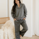 Sylvie Collared V Neck Pullover Sweatshirt Sweatpants Set