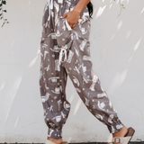 Western Cactus Cowgirl Hat Boot Printed Vintage Drawstring Jogger Pants