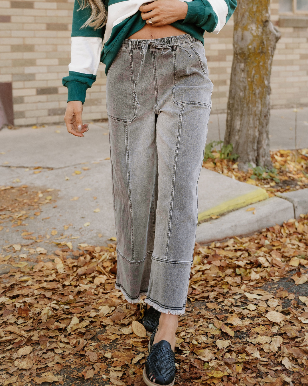 Beau Raw Hem Wide Leg Denim Pants