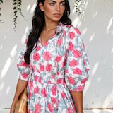 Belle Floral Puff Sleeve Midi Dress