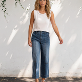 Ellis Exposed Stitching Straight Jeans