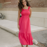 Raya Plaid Square Neck Fit-and-flared Vacation Sundress