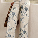 Reese Floral Print Turn-up Cuffed Hem Loose Jeans