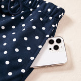 Jane Polka Dot Drawstring Wide Leg Long Sleeve Top Pant Set