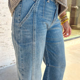 Fallon Blue Medium Wash Cuffed Barrel Jeans